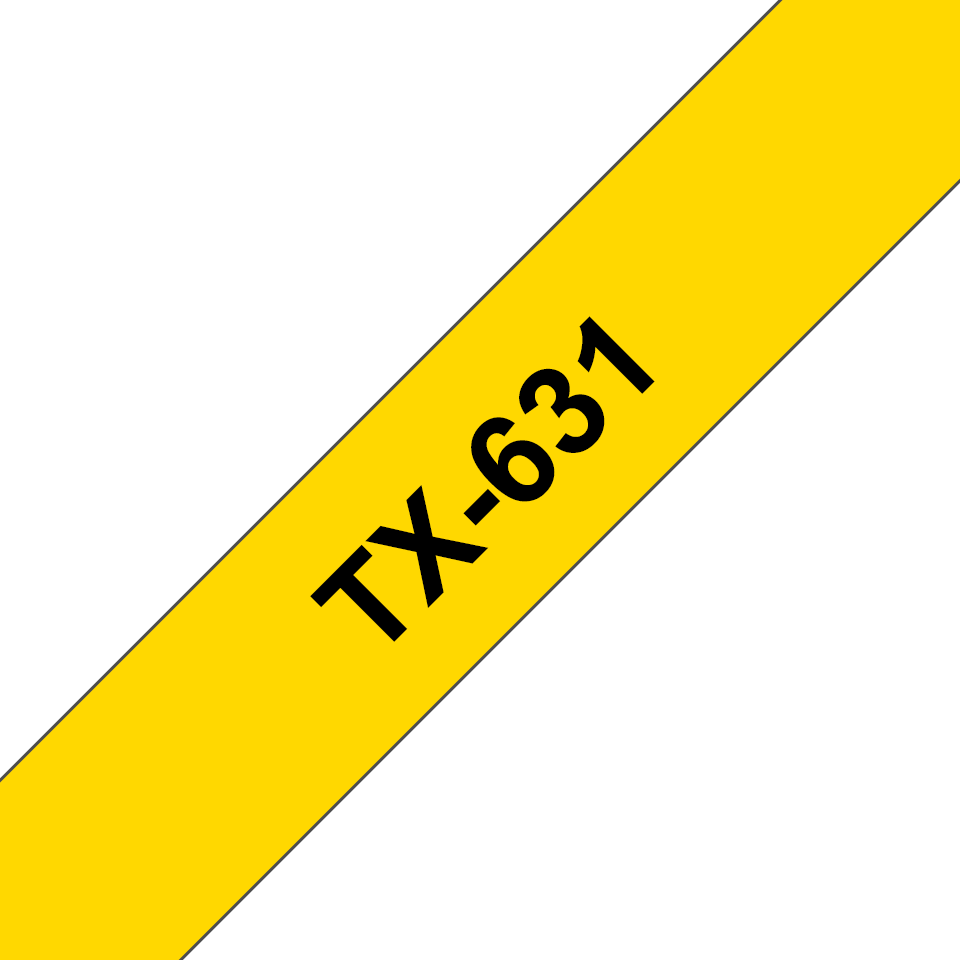 Originele Brother TX-631 label tapecassette – zwart op geel, breedte 12 mm